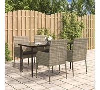 Iiaky Set Comedor jardín 5 pzas y Cojines Mesa Jardin Exterior con sillas Juego de Comedor Mesa Juego de Mesa de Comedor de ratán sintético Negro Gris 3185151