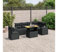 Iiaky Set de Comedor de jardín 7 pzas y Cojines Conjunto Mesa y sillas Jardin Conjunto de Jardin Exterior Conjunto Mesa sillas ratán sintético Negro // 3272658