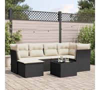 Iiaky Set de Comedor de jardín 7 pzas y Cojines Conjunto Mesa y sillas Jardin Conjunto de Jardin Exterior Conjunto Mesa sillas ratán sintético Negro // 3249795