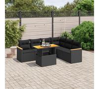 Iiaky Set de Comedor de jardín 7 pzas y Cojines Conjunto Mesa y sillas Jardin Conjunto de Jardin Exterior Conjunto Mesa sillas ratán sintético Negro // 3273092