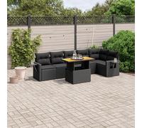 Iiaky Set de Comedor de jardín 7 pzas y Cojines Conjunto Mesa y sillas Jardin Conjunto de Jardin Exterior Conjunto Mesa sillas ratán sintético Negro // 3271762