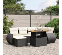 Iiaky Set de Comedor de jardín 7 pzas y Cojines Conjunto Mesa y sillas Jardin Conjunto de Jardin Exterior Conjunto Mesa sillas ratán sintético Negro // 3275814