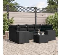 Iiaky Set de Comedor de jardín 7 pzas y Cojines Conjunto Mesa y sillas Jardin Conjunto de Jardin Exterior Conjunto Mesa sillas ratán sintético Negro // 3222314