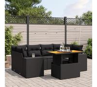 Iiaky Set de Comedor de jardín 7 pzas y Cojines Conjunto Mesa y sillas Jardin Conjunto de Jardin Exterior Conjunto Mesa sillas ratán sintético Negro // 3272532