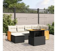 Iiaky Set de Comedor de jardín 7 pzas y Cojines Conjunto Mesa y sillas Jardin Conjunto de Jardin Exterior Conjunto Mesa sillas ratán sintético Negro // 3274059