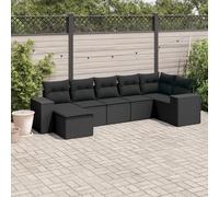 Iiaky Set de Comedor de jardín 7 pzas y Cojines Conjunto Mesa y sillas Jardin Conjunto de Jardin Exterior Conjunto Mesa sillas ratán sintético Negro // 3222874