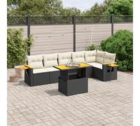 Iiaky Set de Comedor de jardín 7 pzas y Cojines Conjunto Mesa y sillas Jardin Conjunto de Jardin Exterior Conjunto Mesa sillas ratán sintético Negro // 3273527