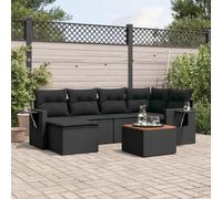 Iiaky Set de Comedor de jardín 7 pzas y Cojines Conjunto Mesa y sillas Jardin Conjunto de Jardin Exterior Conjunto Mesa sillas ratán sintético Negro // 3224662