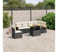 Iiaky Set de Comedor de jardín 7 pzas y Cojines Conjunto Mesa y sillas Jardin Conjunto de Jardin Exterior Conjunto Mesa sillas ratán sintético Negro // 3273541