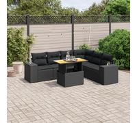 Iiaky Set de Comedor de jardín 7 pzas y Cojines Conjunto Mesa y sillas Jardin Conjunto de Jardin Exterior Conjunto Mesa sillas ratán sintético Negro // 3272651