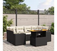Iiaky Set de Comedor de jardín 7 pzas y Cojines Conjunto Mesa y sillas Jardin Conjunto de Jardin Exterior Conjunto Mesa sillas ratán sintético Negro // 3272533