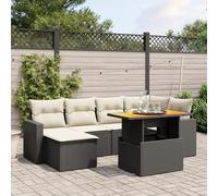 Iiaky Set de Comedor de jardín 7 pzas y Cojines Conjunto Mesa y sillas Jardin Conjunto de Jardin Exterior Conjunto Mesa sillas ratán sintético Negro // 3271413