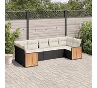 Iiaky Set de Comedor de jardín 7 pzas y Cojines Mesa y sillas terraza Exterior Muebles Jardin Exterior Muebles de Jardin ratán sintético Negro // 3227946
