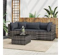Iiaky Set de Muebles de jardín 4 pzas y Cojines Set de jardín Muebles Jardin Exterior Conjunto Jardin Garden Furniture Set jardín ratán sintético Gris - 319767