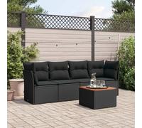 Iiaky Set de Muebles de jardín 5 pzas y Cojines Conjunto terraza Exterior Mueble Exterior Mueble Jardin Exterior ratán sintético Negro // 3255803