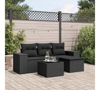 Iiaky Set de Muebles de jardín 5 pzas y Cojines Muebles de Jardin Mueble Exterior Muebles terraza Exterior Conjunto Jardin Exterior ratán sintético Negro // 3254812