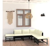 Iiaky Set de Muebles de jardín 6 pzas y Cojines ratán sintético Negro Muebles Terraza Exterior