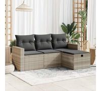 Iiaky Set de Muebles de Jardín y Terraza Conjunto Jardín en Ratán con Cojines Conjunto Terraza Resistente a la Intemperie Muebles Jardín Exterior-Gris Claro-4 Piezas Tipo 2