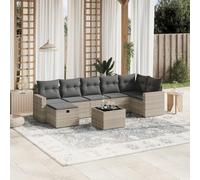 Iiaky Set de Muebles de Jardín y Terraza Conjunto Jardín en Ratán con Cojines Conjunto Terraza Resistente a la Intemperie Muebles Jardín Exterior-Gris Claro-8 Piezas