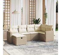Iiaky Set de Muebles de Jardín y Terraza Conjunto Jardín en Ratán con Cojines Conjunto Terraza Resistente a la Intemperie Muebles Jardín Exterior-Beige y Crema-6 Piezas Tipo 3
