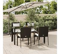 Iiaky Set de Muebles jardín 5 pzas con Cojines baul Jardin Exterior Garden Furniture Set Sofa Jardin Conjunto Jardin Exterior ratán sintético Negro 3185110