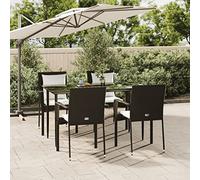 Iiaky Set de Muebles jardín 5 pzas con Cojines baul Jardin Exterior Garden Furniture Set Sofa Jardin Conjunto Jardin Exterior ratán sintético Negro 3185098