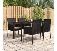 Iiaky Set de Muebles jardín 5 pzas con Cojines baul Jardin Exterior Garden Furniture Set Sofa Jardin Conjunto Jardin Exterior ratán sintético Negro 3185157