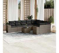 Iiaky Set de sofás de jardín 10 pzas con Cojines Muebles de Jardin Sofa Jardin Exterior Conjunto de Jardin Exterior sofá Exterior ratán sintético Gris // 3223049