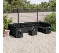 Iiaky Set de sofás de jardín 11 pzas y Cojines Muebles terraza Sofa Sofa Jardin Exterior Conjunto Jardin Exterior ratán sintético Negro // 3253012
