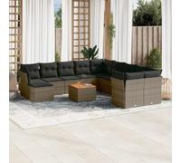 Iiaky Set de sofás de jardín 12 pzas con Cojines Sofa Jardin Exterior Conjunto Jardin Exterior Muebles terraza Sofa ratán sintético Gris // 3256312
