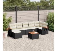 Iiaky Set de sofás de jardín 8 Piezas y Cojines Sofa Exterior terraza Conjunto Jardin Exterior Sofa Jardin Exterior ratán sintético Negro // 3227036