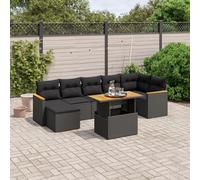 Iiaky Set de sofás de jardín 8 Piezas y Cojines Sofa Exterior terraza Conjunto Jardin Exterior Sofa Jardin Exterior ratán sintético Negro // 3273183