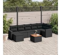 Iiaky Set de sofás de jardín 8 Piezas y Cojines Sofa Exterior terraza Conjunto Jardin Exterior Sofa Jardin Exterior ratán sintético Negro // 3224228