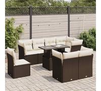 Iiaky Set de sofás de jardín 9 pzas y Cojines Sofas Exteriores de terraza Conjunto Jardin Exterior Sofa Jardin Exterior ratán sintético marrón // 3326184
