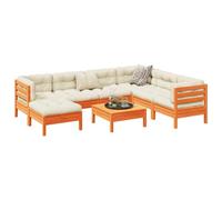Iiaky Set de sofás jardín 8 pzas con Cojines Muebles Jardin Sofas Exteriores de Jardin Sofa de Jardin Exterior Madera Pino marrón Cera // 3299560