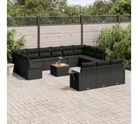 Iiaky Set sofás de jardín 14 pzas con Cojines Garden Furniture Conjunto Jardin Exterior Sofa Jardin Exterior ratán sintético Negro // 3257133