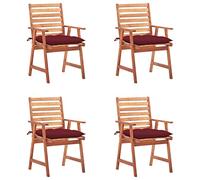 Iiaky Sillas Comedor de jardín y Cojines 4 uds sillas Jardin Exterior sillas de terraza Exterior sillas Madera Maciza Acacia // 3078344