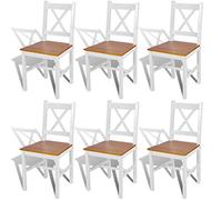 Iiaky Sillas de Comedor 6 Unidades Madera de Pino Blancas Sillas Nordicas Pack 6