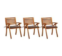 Iiaky Sillas de Comedor jardín y Cojines 3 uds sillas Jardin Exterior sillas de terraza Exterior sillas Madera Maciza Acacia