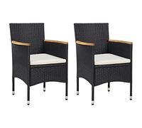 Iiaky Sillas de Comedor para jardín 2 Unidades sillas Jardin Exterior sillas de terraza Exterior sillas ratán sintético Negro