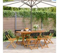 Iiaky Sillas de jardín Plegables 6 uds sillas Jardin Exterior Silla Plegable Jardin sillas Camping Plegables Madera Maciza y ratán PE Negro // 3214593