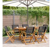 Iiaky Sillas de jardín Plegables 6 uds sillas Jardin Exterior Silla Plegable Jardin sillas Camping Plegables Madera Maciza y ratán PE Negro // 3214557
