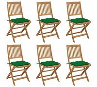 Iiaky Sillas de jardín Plegables 6 uds y Cojines Silla Plegable Camping sillas Jardin Exterior sillas Plegables Jardin Madera Maciza Acacia // 3075014
