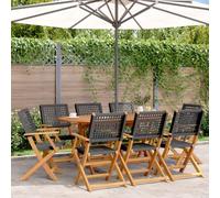 Iiaky Sillas de jardín Plegables 8 uds sillas Jardin Exterior Silla Plegable Jardin sillas Camping Plegables Madera Maciza y ratán PE Negro // 3214558