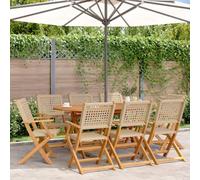Iiaky Sillas de jardín Plegables 8 uds sillas Jardin Exterior Silla Plegable Jardin sillas Camping Plegables Madera Maciza y ratán PE Beige // 3214564