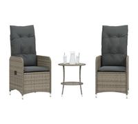Iiaky Sillas de jardín reclinables con Mesa 2 uds sillones Jardin Exterior sillas reclinables de Jardin Silla Jardin Exterior ratán PE Gris