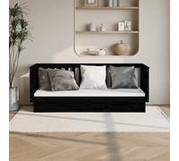 Iiaky Sofá Cama Madera Estructura Cama Cama Madera Cama Individual Maciza de Pino Negro 90x190 cm - 821583