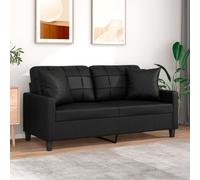 Iiaky Sofá de 2 plazas con Cojines Cuero sintético Negro 140 cm Sofa Cama 2 Plazas Barato Sofas PequeñOs