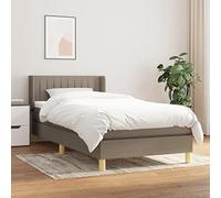 Iiaky Somier de láminas con colchón, color pardo, 90 x 200 cm, tela, cama con somier, marco de cama grande