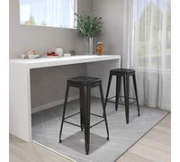 Iiaky Taburetes de Bar apilables 2 Unidades de Metal Negro Mueble Bar Salon Barstools Silla Alta Cocina